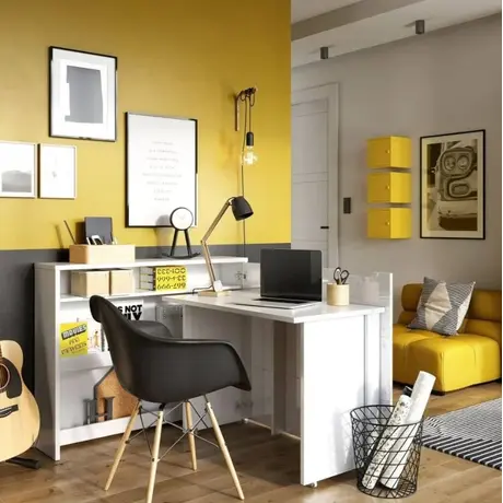 Buy Work Concept Convertible Hidden Desk with Storage White Matt, Colour: White Matt, Side: Right, Item Width: 115, 5 from Furnituretta