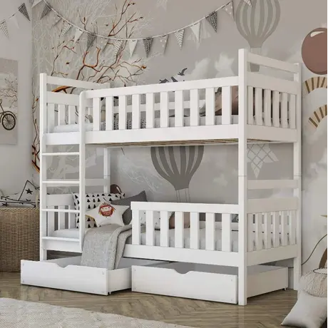 Buy Wooden Bunk Bed Monika with Storage White, Colour: White Matt, Mattresses: Foam/Bonnell Mattresses, 5 from Furnituretta