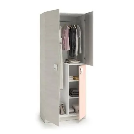 Buy Clun 3 Door Slim Narrow Wardrobe Grey and Pink, 2 from Furnituretta