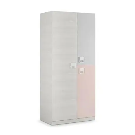 Buy Clun 3 Door Slim Narrow Wardrobe Grey and Pink from Furnituretta
