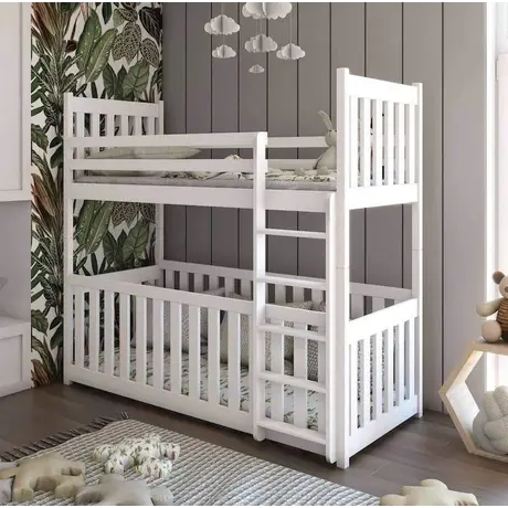Buy Cris Wooden Bunk Bed with Cot – White Matt | Safe & Convertible Kids Sleeping Solution, Colour: White Matt, Mattresses: Foam Mattresses, 6 from Furnituretta