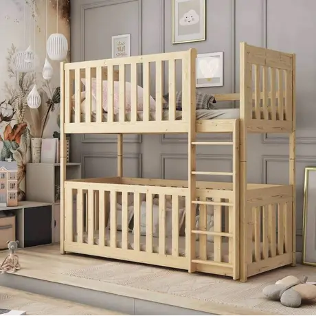 Buy Wooden Bunk Bed Konrad Pine with Cot Bed, Colour: Pine, Mattresses: Without Mattresses, 5 from Furnituretta