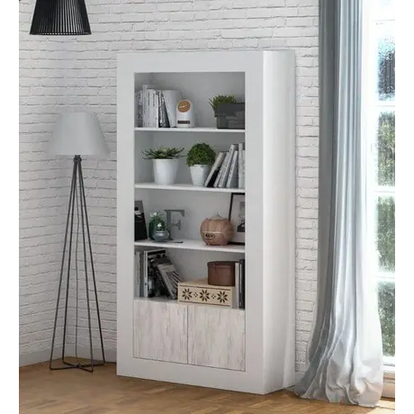 Buy Marlow Tall Bookcase White and Wood Effect from Furnituretta