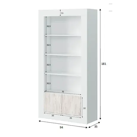 Buy Marlow Tall Bookcase White and Wood Effect, 3 from Furnituretta