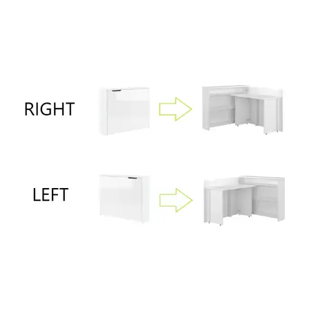 Buy Work Concept Convertible Hidden Desk with Storage White Gloss, Colour: White Gloss, Side: Left, Item Width: 115, 10 from Furnituretta