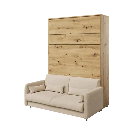 Buy BC-18 Upholstered Sofa For BC-01 Vertical Wall Bed Concept 140cm, Colour: Beige, Murphy Bed Colour: White Matt, 6 from Furnituretta