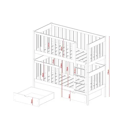 Buy Wooden Bunk Bed David with Storage, Colour: Grey Matt, Mattresses: Foam Mattresses, 6 from Furnituretta