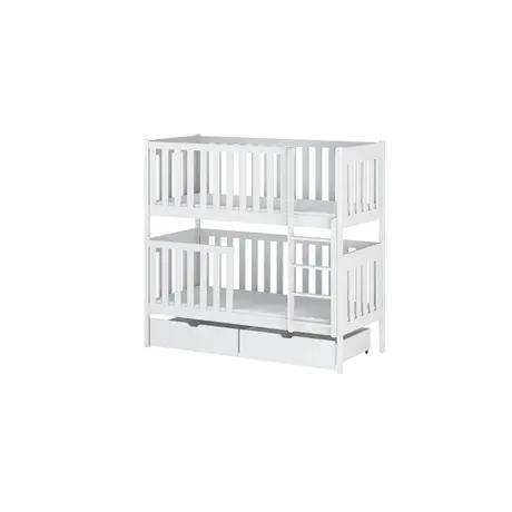 Buy Wooden Bunk Bed David with Storage, Colour: White Matt, Mattresses: Foam/Bonnell Mattresses, 6 from Furnituretta