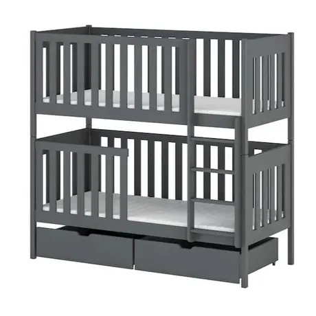 Buy Wooden Bunk Bed David with Storage, Colour: Graphite, Mattresses: Foam Mattresses, 4 from Furnituretta