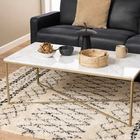 Buy Alisma Coffee Table – White Marble Top with Metal Frame, 3 from Furnituretta