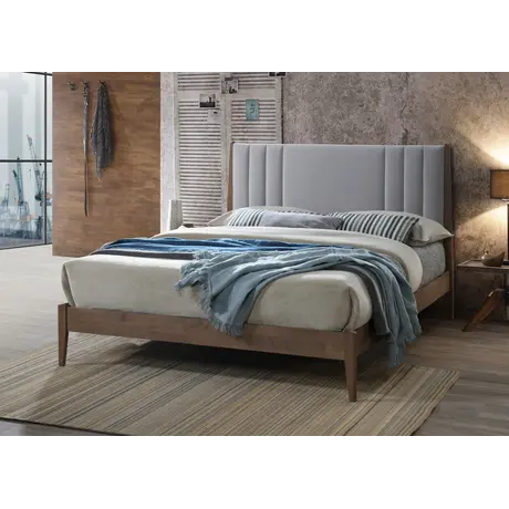 Buy Cheslyn Light Grey King Size Bed - Perfect for Modern Bedrooms, Colour: Light Grey, Size: 5ft/King , Item Width: 164, 4 from Furnituretta