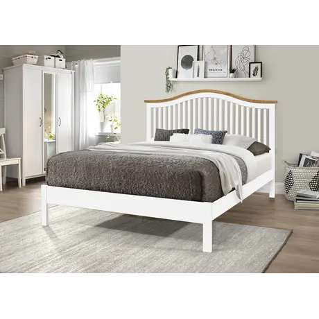 Buy Chester White King Size Bed Frame - Perfect for Modern Bedrooms, Colour: White, Size: 5ft/King , Item Width: 162, 4 from Furnituretta