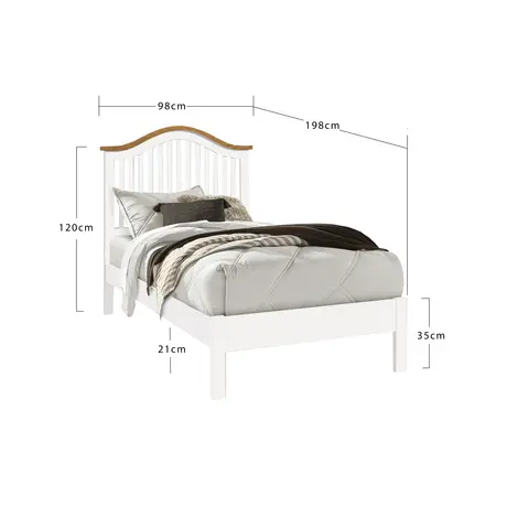 Buy Chester Oak Single Wooden Bed Frame (3ft), Colour: Oak, Bed Size: Single (3ft), Item Width: 98, 2 from Furnituretta