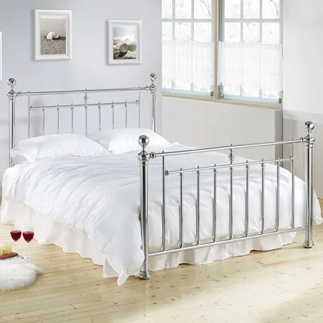 Buy Stylish & Durable: Alexander Chrome Nickel King Size Bed, Colour: Chrome, Size: 5ft/King , Item Width: 162.5 from Furnituretta