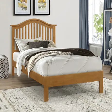 Buy Chester Oak Single Wooden Bed Frame (3ft), Colour: Oak, Bed Size: Single (3ft), Item Width: 98 from Furnituretta