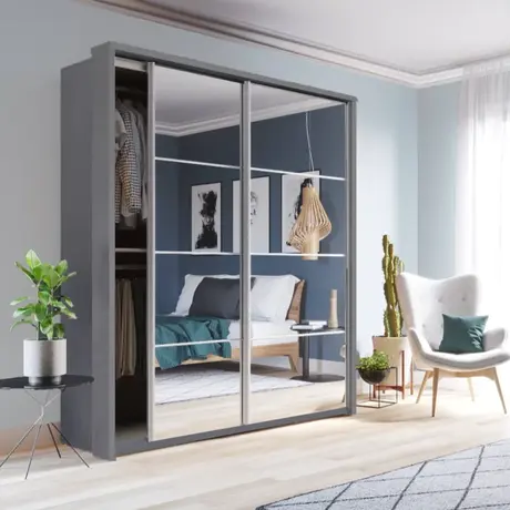 Buy Arti AR-17 Sliding Door Wardrobe Grey Matt 180cm, Colour: Grey Matt, Item Width: 180 from Furnituretta