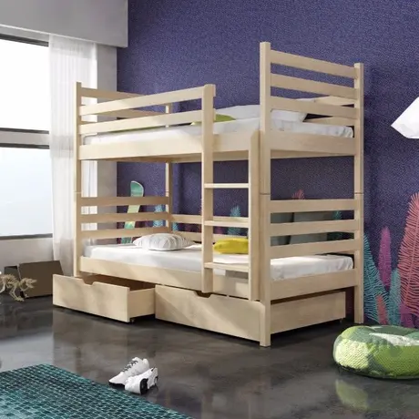 Buy Wooden Bunk Bed Nemo with Storage Pine, Colour: Pine, Mattresses: Foam Mattresses, 5 from Furnituretta