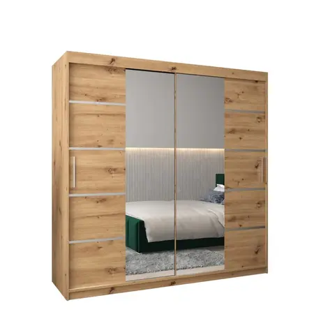 Buy Verona 04 Sliding Door Wardrobe Oak Artisan 200cm, Colour: Oak Artisan, Item Width: 200, 6 from Furnituretta