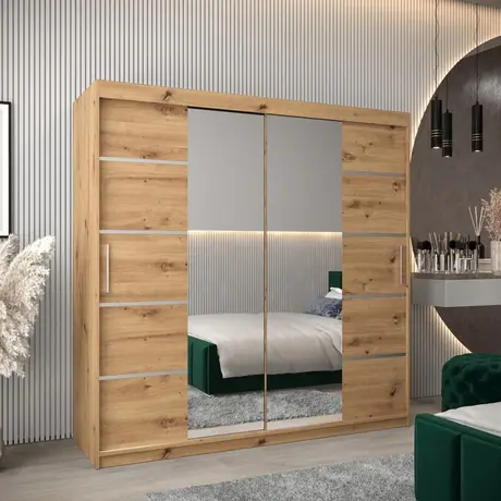 Buy Verona 04 Sliding Door Wardrobe Oak Artisan 200cm, Colour: Oak Artisan, Item Width: 200 from Furnituretta