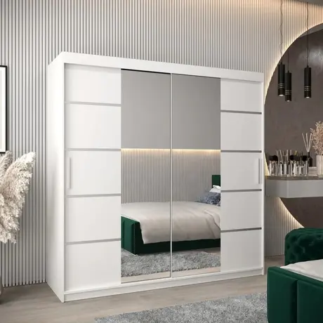 Buy Verona 04 Sliding Door Wardrobe White 200cm, Colour: White, Item Width: 200 from Furnituretta