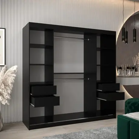 Buy Elypse Sliding Door Wardrobe Black 200cm, Colour: Black, Item Width: 200, 5 from Furnituretta