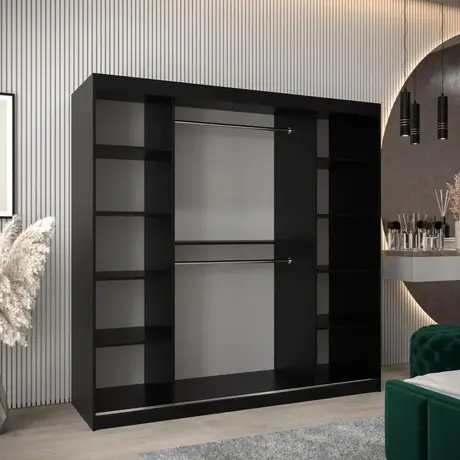 Buy Elypse Sliding Door Wardrobe Black 200cm, Colour: Black, Item Width: 200, 7 from Furnituretta