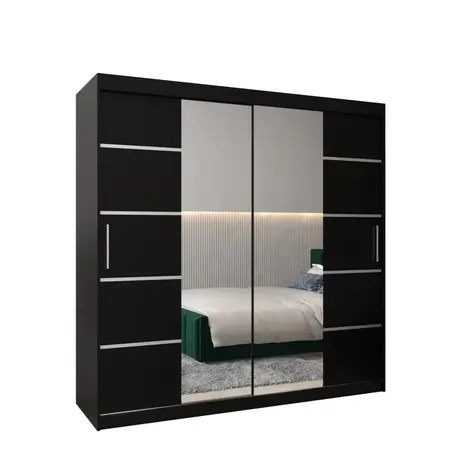 Buy Verona 04 Sliding Door Wardrobe Black 200cm, Colour: Black, Item Width: 200, 6 from Furnituretta
