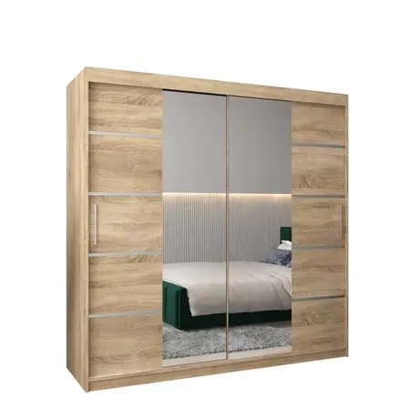 Buy Verona 04 Sliding Door Wardrobe Oak Sonoma 200cm, Colour: Oak Sonoma, Item Width: 200, 6 from Furnituretta
