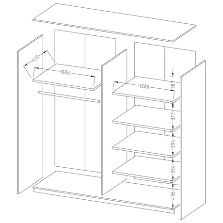 Buy Beta Sliding Door Mirrored Wardrobe, Colour: Oak Monastery, Item Width: 221, 3 from Furnituretta