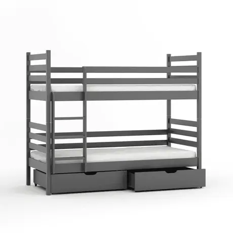 Buy Wooden Bunk Bed Nemo with Storage Grey Matt, Colour: Grey Matt, Mattresses: Foam Mattresses, 8 from Furnituretta
