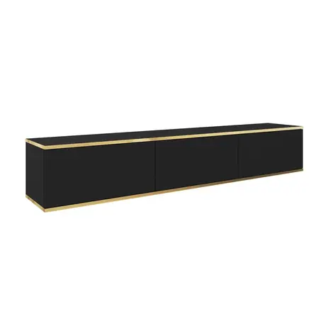 Buy Oro Floating TV Cabinet – Black 175cm | Sleek Wall-Mounted Media Storage, Colour: Black, Item Width: 175, 6 from Furnituretta
