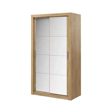 Buy Arti 19 Sliding Door Wardrobe – Oak Shetland Finish with Mirrored Fronts – 120 cm Wide, Colour: Oak Shetland, Item Width: 120, 6 from Furnituretta