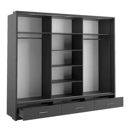 Buy Arti AR-01 Sliding Door Wardrobe Black Matt 250cm, Colour: Black Matt, Item Width: 250, 7 from Furnituretta