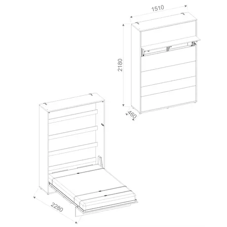 Buy BC-01 Vertical Wall Bed Concept Oak Artisan 140cm, Colour: Oak Artisan, Size: 140 x 200cm, 12 from Furnituretta