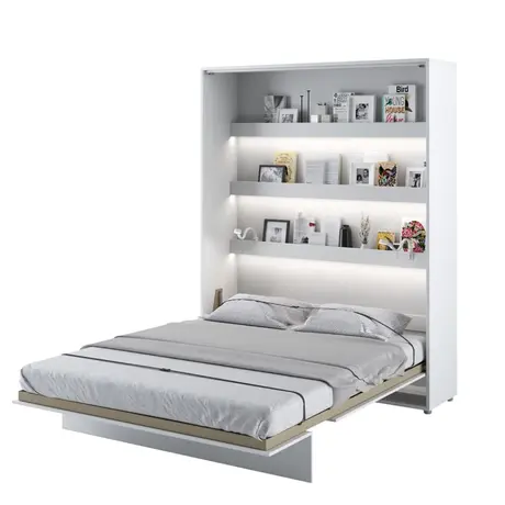 Buy BC-12 Vertical Wall Bed Concept – White Matt 160 cm | Space-Saving Queen Bed, Colour: White Matt, Size: 160 x 200cm from Furnituretta