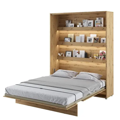 Buy BC-12 Vertical Wall Bed Concept – Oak Artisan 160 cm | Space-Saving Queen Bed, Colour: Oak Artisan, Size: 160 x 200cm from Furnituretta