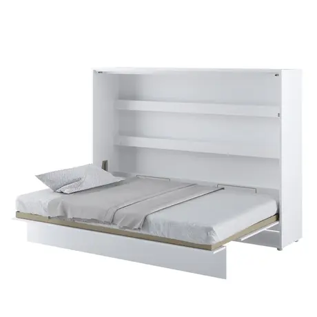 Buy BC-04 Horizontal Wall Bed – White Matt 140cm | Fold-Away Bed with Shelves & Soft-Close System, Colour: White Matt, Size: 140 x 200cm, 11 from Furnituretta