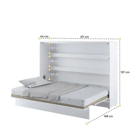 Buy BC-04 Horizontal Wall Bed – White Matt 140cm | Fold-Away Bed with Shelves & Soft-Close System, Colour: White Matt, Size: 140 x 200cm, 6 from Furnituretta