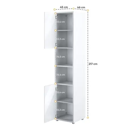 Buy BC-08 Tall Storage Cabinet for Vertical Wall Bed Concept White Gloss, Colour: White Gloss, Item Width: 45, 6 from Furnituretta