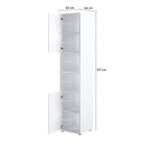 Buy BC-08 Tall Storage Cabinet for Vertical Wall Bed Concept White Matt, Colour: White Matt, Item Width: 45, 5 from Furnituretta