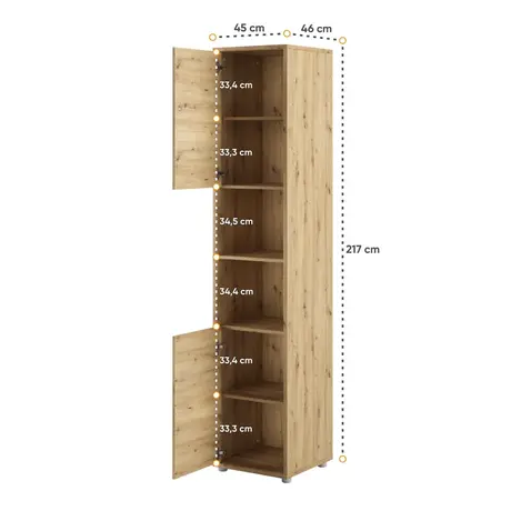 Buy BC-08 Tall Storage Cabinet for Vertical Wall Bed Concept Oak Artisan, Colour: Oak Artisan, Item Width: 45, 5 from Furnituretta