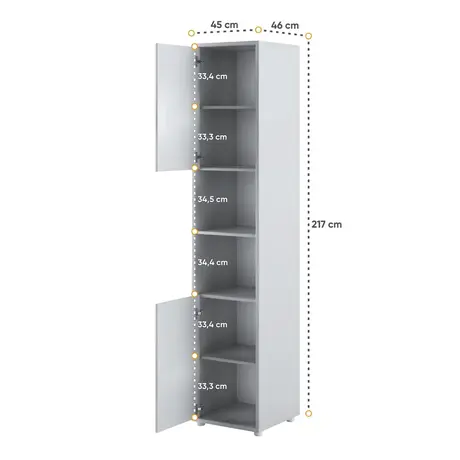 Buy BC-08 Tall Storage Cabinet for Vertical Wall Bed Concept Grey Matt, Colour: Grey Matt, Item Width: 45, 6 from Furnituretta