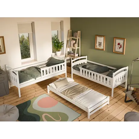 Buy Wooden Bunk Bed Blanka with Trundle and Storage White Matt, Colour: White Matt, Mattresses: Without Mattresses, 11 from Furnituretta