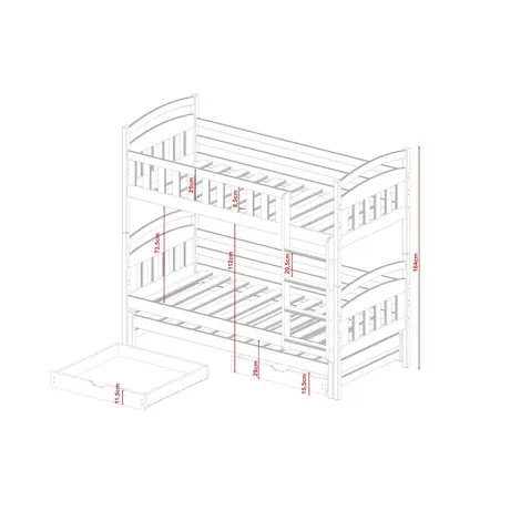 Buy Wooden Bunk Bed Blanka with Trundle and Storage Pine, Colour: Pine, Mattresses: Foam Mattresses, 9 from Furnituretta