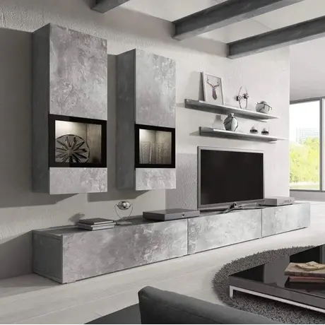 Buy Baros 10 Entertainment TV Unit Concrete Grey, Colour: Concrete Grey, Item Width: 270 from Furnituretta