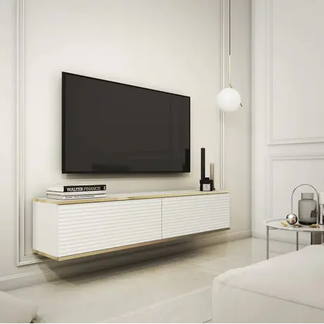 Buy Moro Floating TV Cabinet White 135cm, Colour: White, Item Width: 135 from Furnituretta