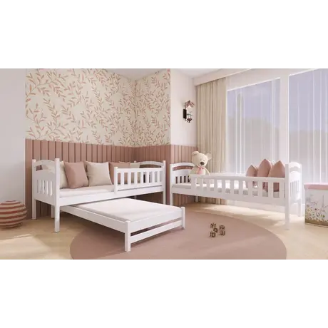 Buy Wooden Bunk Bed Blanka with Trundle and Storage White Matt, Colour: White Matt, Mattresses: Without Mattresses, 10 from Furnituretta