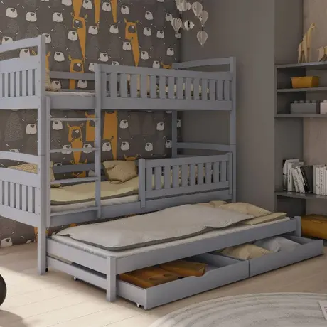 Buy Wooden Bunk Bed Blanka with Trundle and Storage Grey, Colour: Grey, Mattresses: Without Mattresses, 5 from Furnituretta