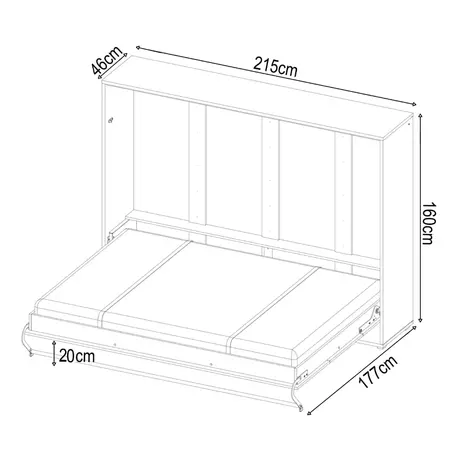 Buy CP-04 Horizontal Wall Bed Concept White Gloss 140cm, Colour: White Gloss, Size: 140 x 200cm, 6 from Furnituretta