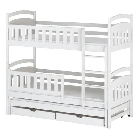 Buy Wooden Bunk Bed Blanka with Trundle and Storage White Matt, Colour: White Matt, Mattresses: Without Mattresses, 6 from Furnituretta